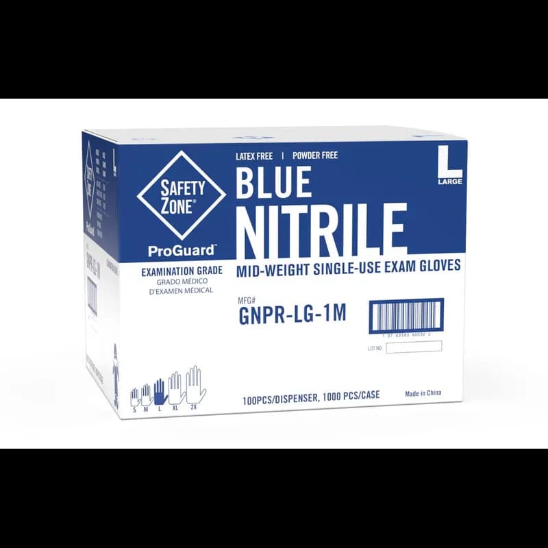 Safety Zone® Gloves XXL Blue Nitrile Rubber Disposable Powder-Free 1000/Case