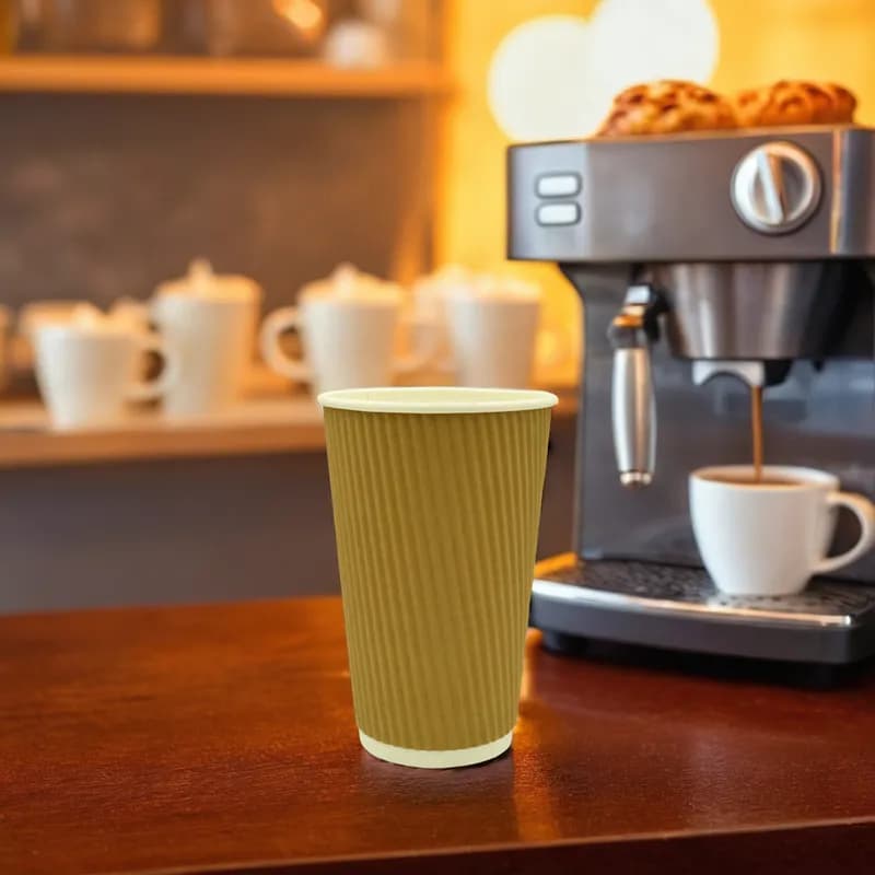 Victoria Bay Hot Cup Ripple 16 OZ Paper Kraft 500/Case