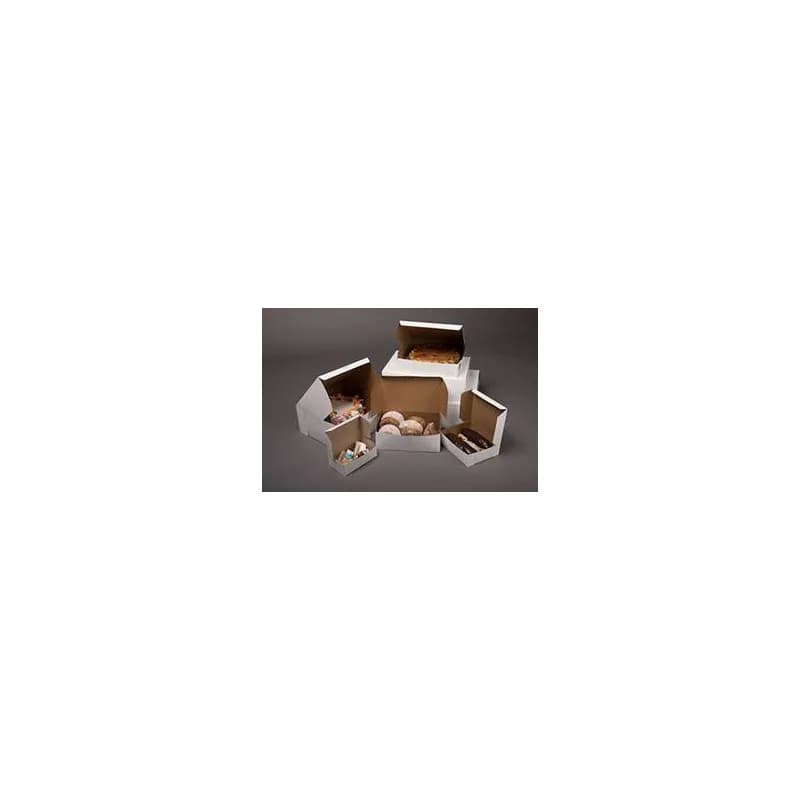 Easy Lock Cake Box 6X6X6 IN SUS Paperboard CRB White Square Lock Corner 1-Piece 100/Bundle