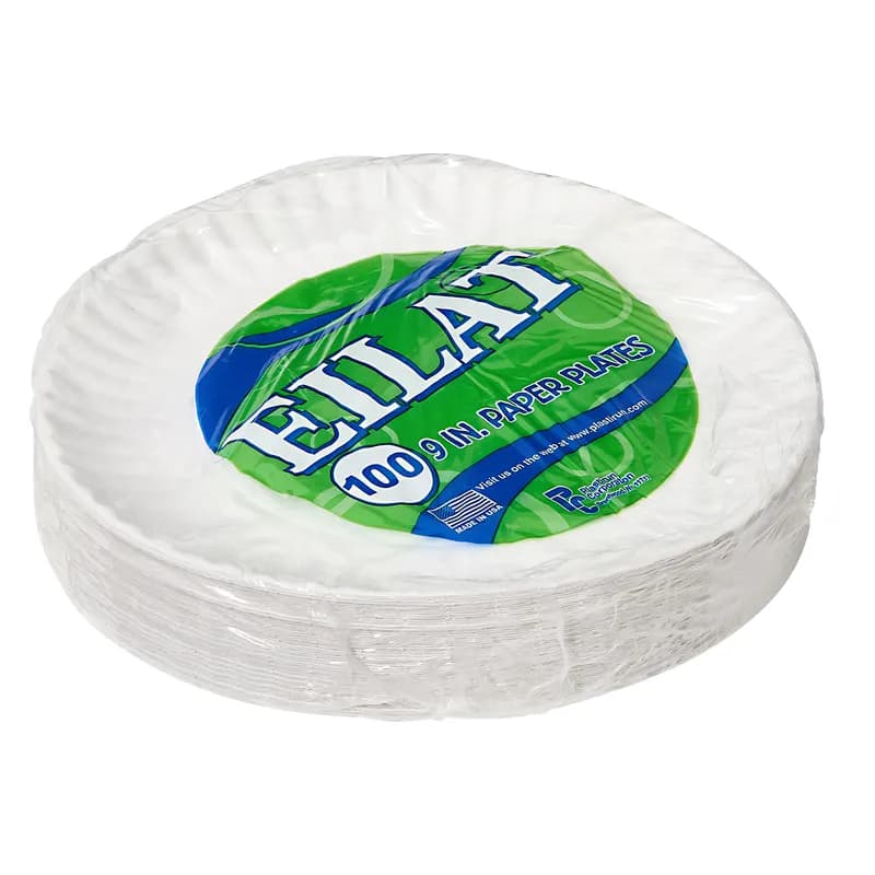 Plate 9 IN Uncoated Paper White Round 100 Count/Pack 10 Packs/Case 1000 Count/Case