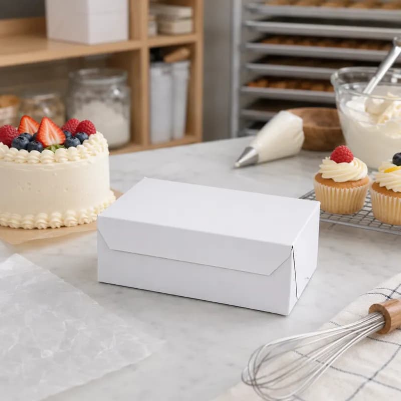Easy Lock Cake Box 6.25X3.75X2.13 IN SUS Paperboard CRB White Rectangle Lock Corner 1-Piece 250/Bundle