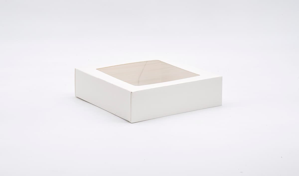 Pie Box 9X9X2.5 IN Paperboard White Square 4 Corner Beers 1-Piece Automatic With Window 200/Case