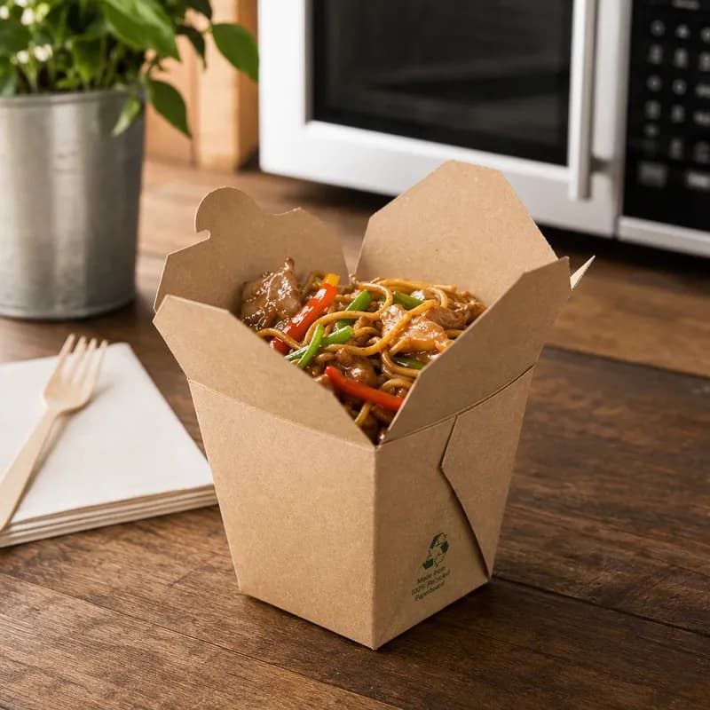 Fold-Pak® Food Pail 8 OZ 3X2.5X2.5 IN Paper Kraft Square Microwave Safe 450/Case