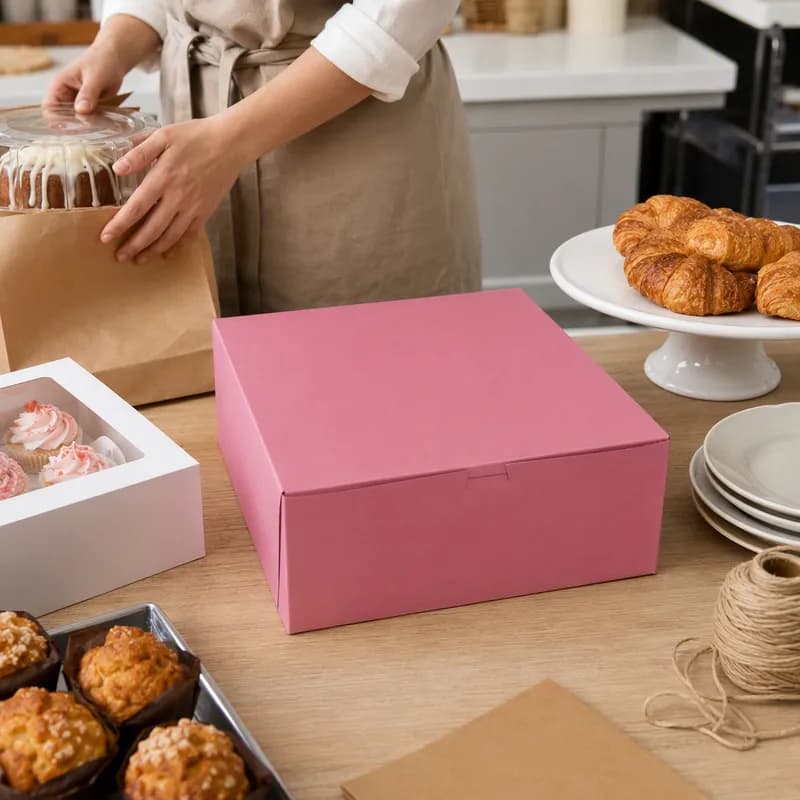Bakery Box 12X12X5 IN Paperboard Strawberry Corner Lock 1-Piece 100/Bundle
