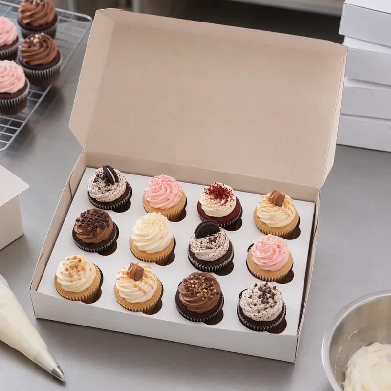Cupcake Insert 13.9375X9.9375X0.875 IN 12 Compartment Cardboard White Kraft 200/Bundle