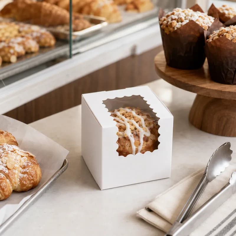 Bakery Box 4X4X4 IN Paperboard White With Window 100/Bundle