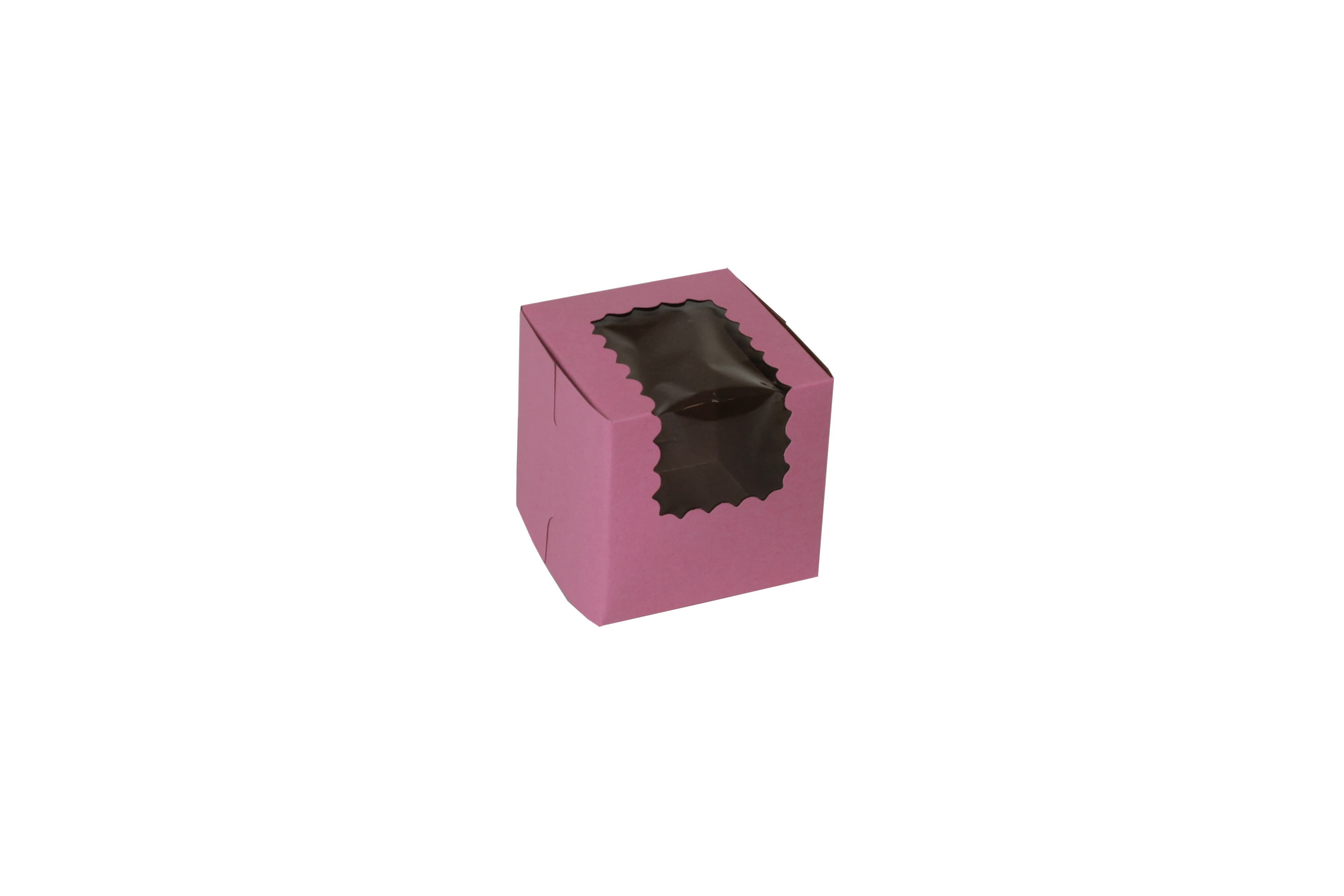 Bakery Box 4X4X4 IN Paperboard Strawberry Corner Lock 1-Piece With Window 200/Case