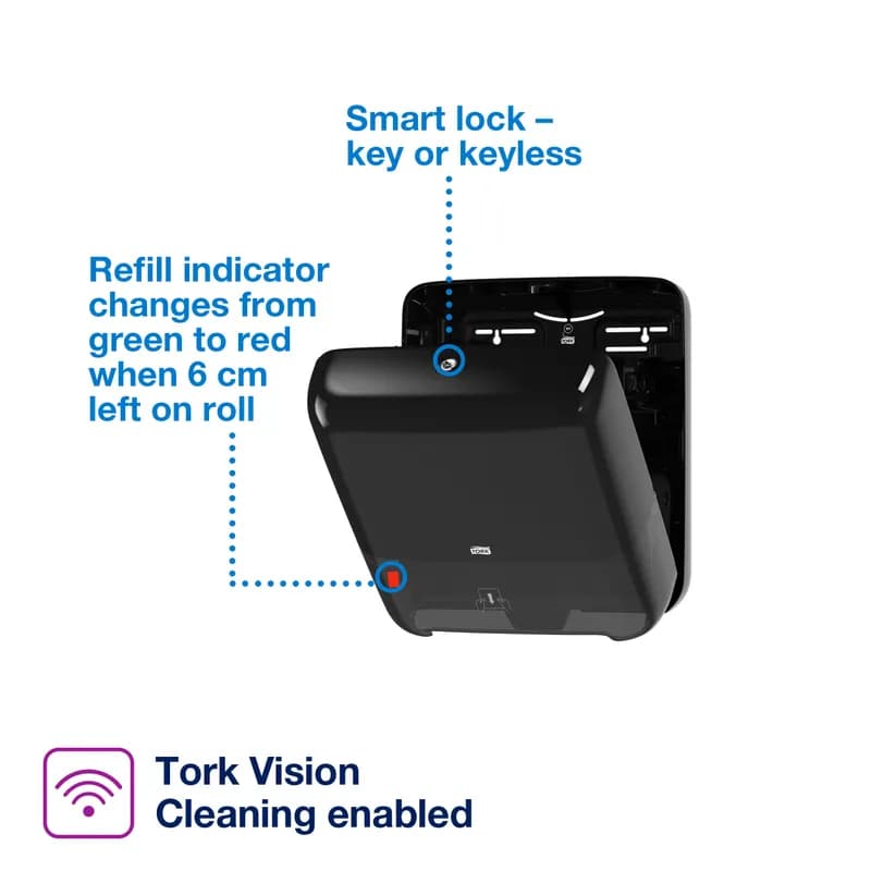 Tork Matic® H1 Paper Towel Dispenser Plastic Wall Mount Black Hard Roll High Capacity Elevation Range 1/Case