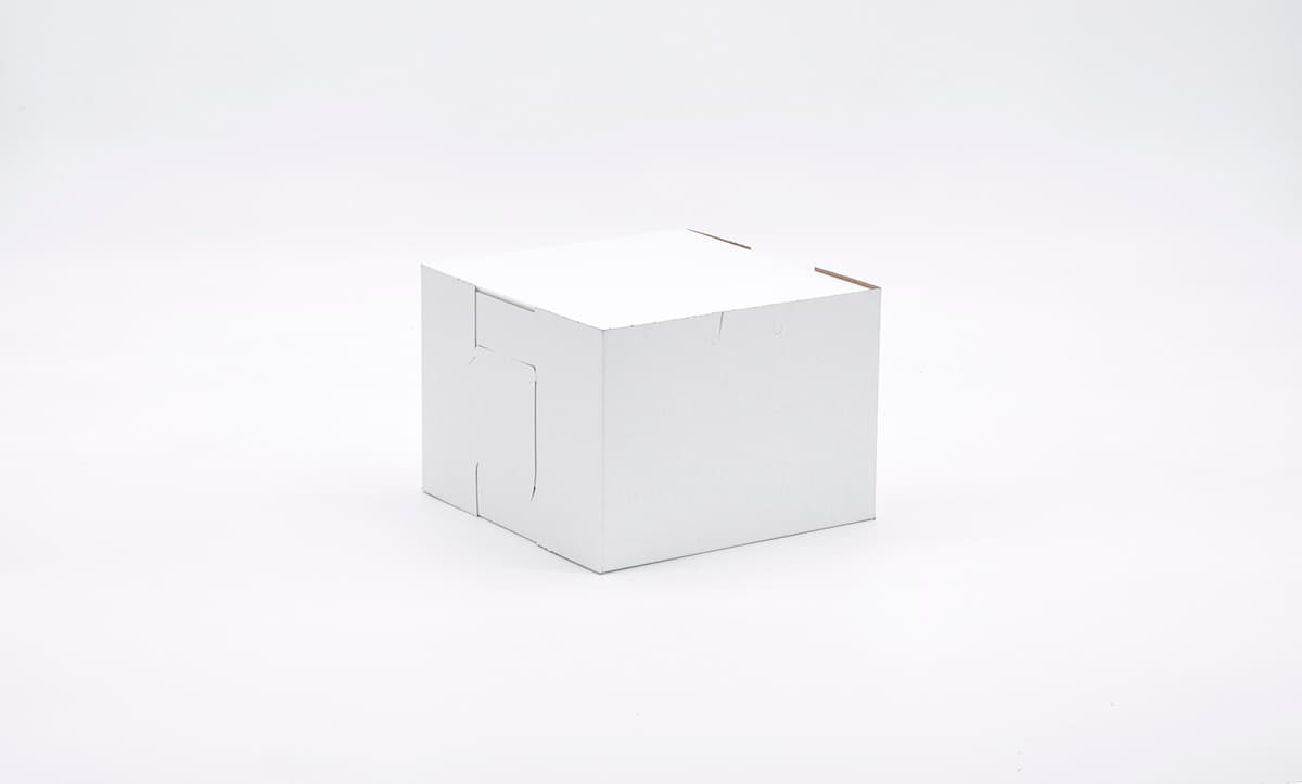Easy Lock Cake Box 7X7X5 IN SUS Paperboard CRB White Square Lock Corner 1-Piece 100/Bundle