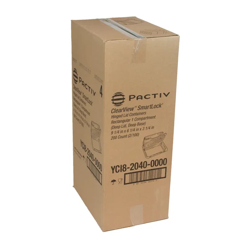 Take-Out Container Hinged With Dome Lid 9.25X6.25X3.25 IN OPS Clear Rectangle 200/Case