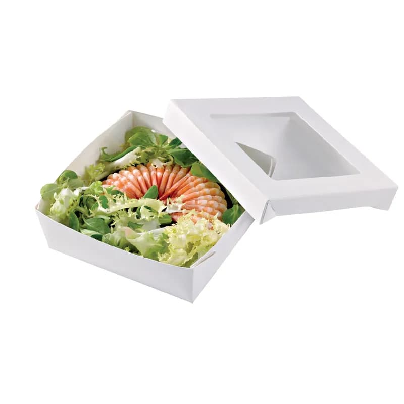 Bakery Box 24 OZ 4.7X4.7X2 IN Corrugated Paperboard PET White With Window 25 Count/Pack 10 Packs/Case 250 Count/Case
