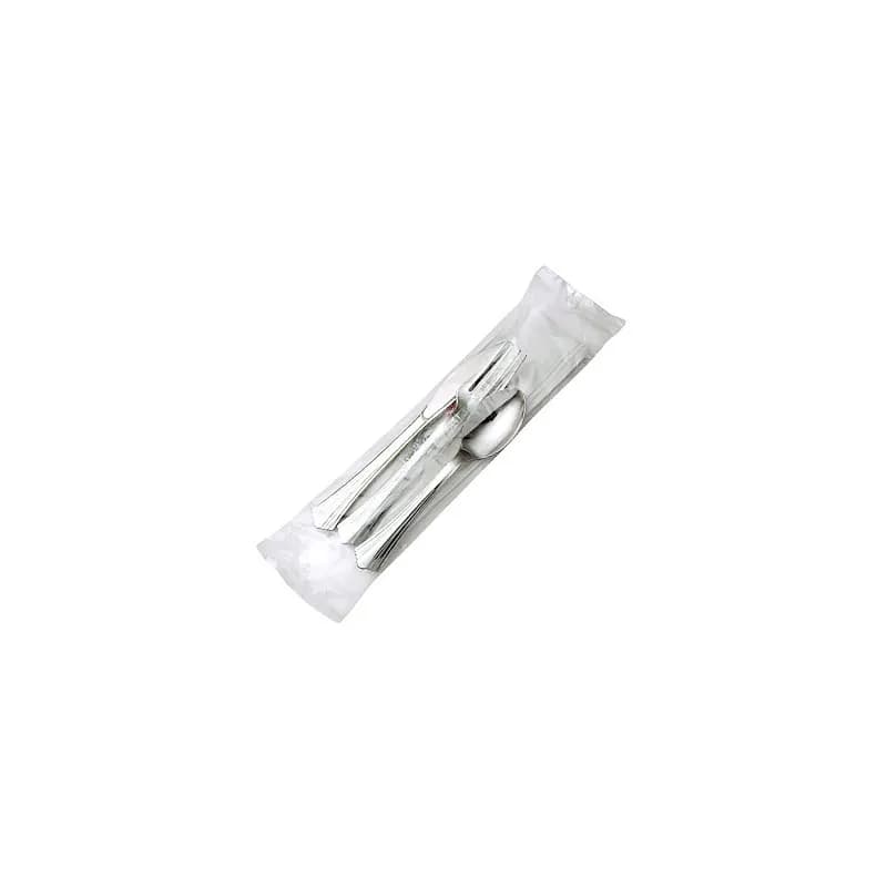 WNA 6PC Cutlery Kit PS Silver With 2PLY Napkin,Fork,Knife,Salt & Pepper,Teaspoon 100/Case