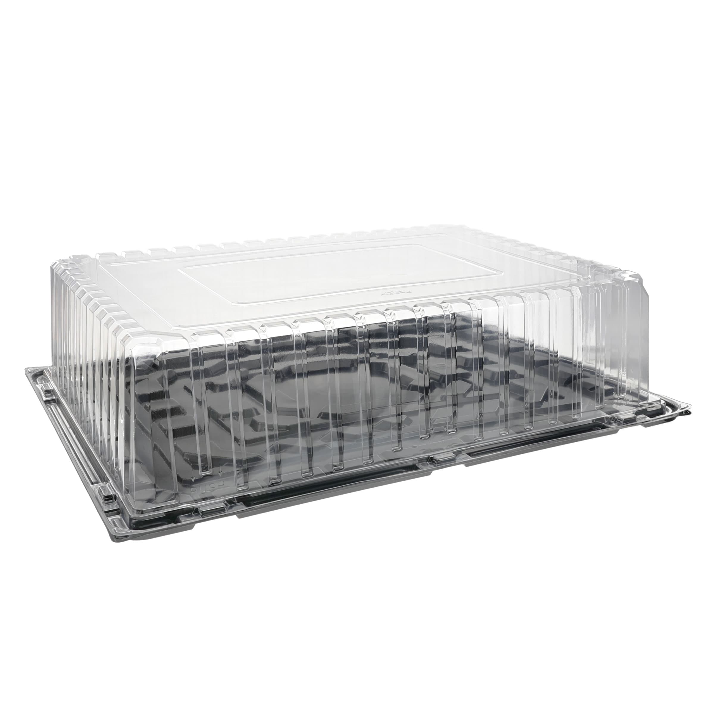 SmartLock® 1/2 Sheet Cake Container & Lid Combo With Dome Lid 20.375X15.375X5 IN OPS Black Clear Deep 25/Case