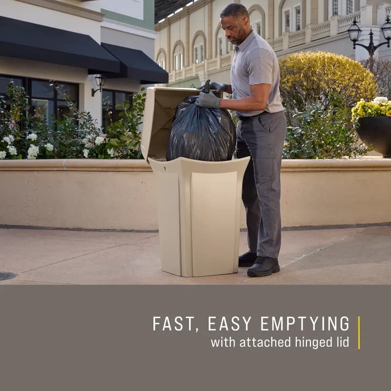 Ranger® Landfill 1-Stream Trash Can 21.25X21.25X41 IN 35 GAL Beige Resin Classic 1/Each