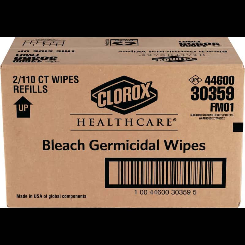 Clorox Healthcare® Bleach Germicidal Unscented 1-Step Disinf Multi Surf Wipe Antibac Refill 110 Count/Pack 2 Packs/Case