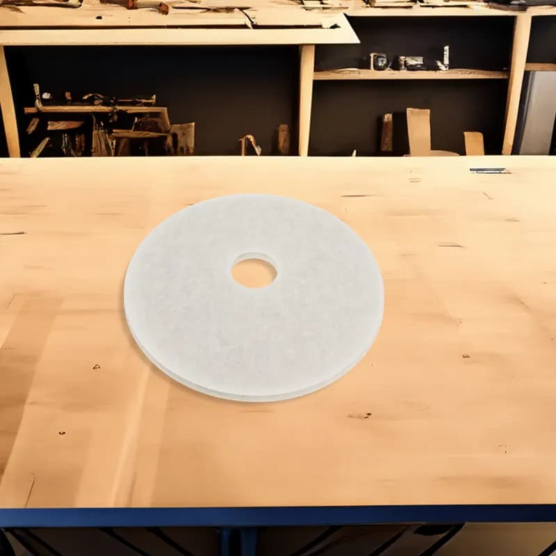 3M™ 4100 Scrubbing Pad 19X1 IN White Non-Woven Polyester Fiber 175-600 RPM Center Hole 5/Case