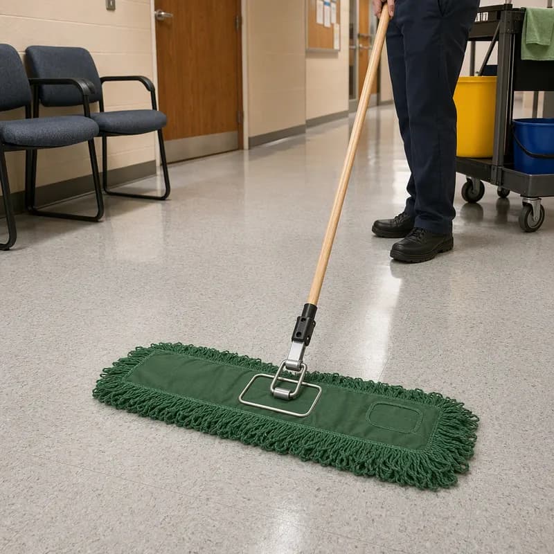 MaxiDust® Dust Mop Head 18X5 IN Green Cotton 2PLY Loop End Quick Change 1/Each