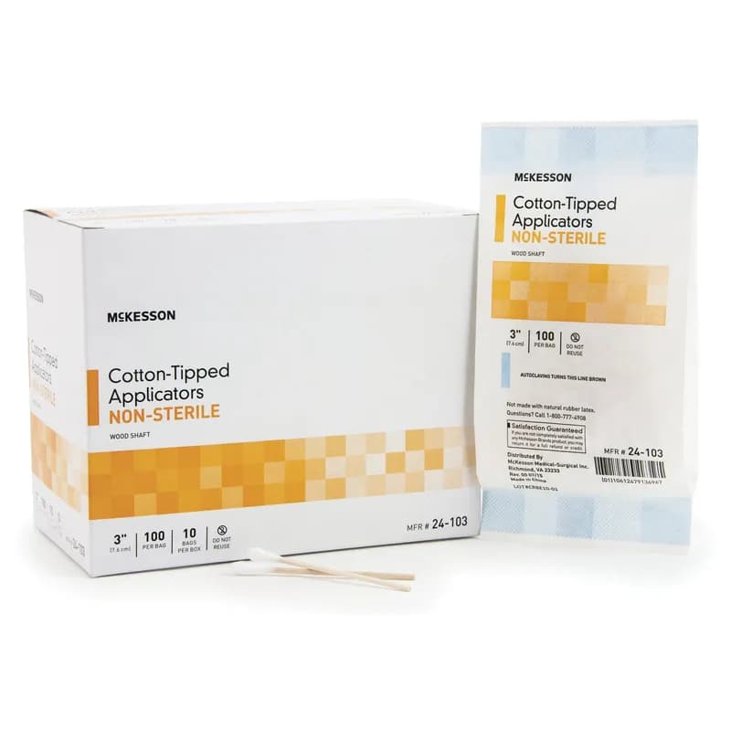 Swabstick 3 IN Wood Single Use Applicator Non-Sterile 1000/Box