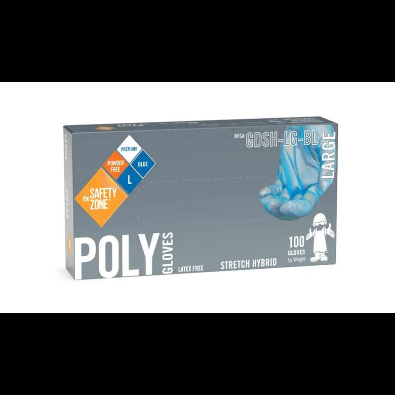 Gloves Medium (MED) Blue Vinyl Powder-Free Hybrid 100 Count/Pack 10 Packs/Case