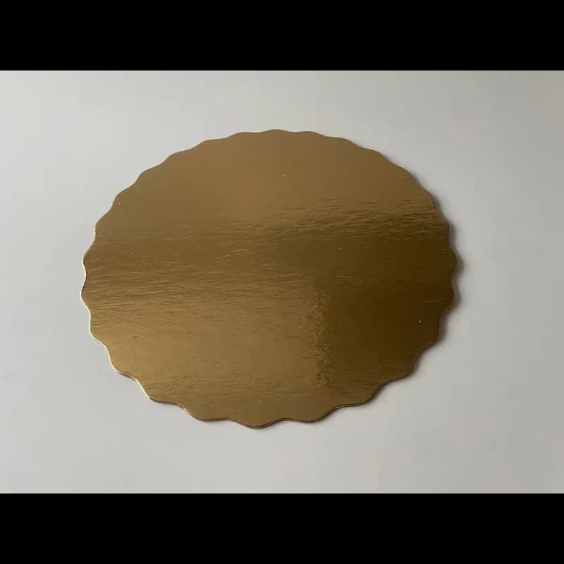 Cake Board 7 IN Paperboard Gold Round Scalloped 200/Case