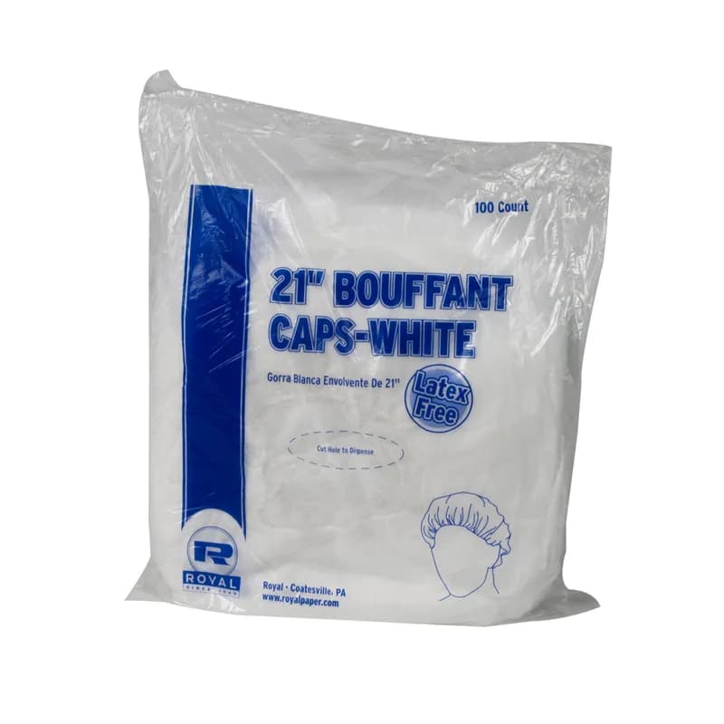 Bouffant Cap 21 IN White PP 100 Count/Pack 10 Packs/Case 1000 Count/Case
