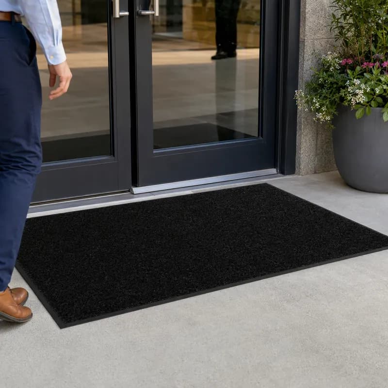 ColorStar® Entrance Mat 72X48X0.375 IN Black PET) Yarn Nitrile Rubber With Nitrile Rubber Smooth Backing 1/Each