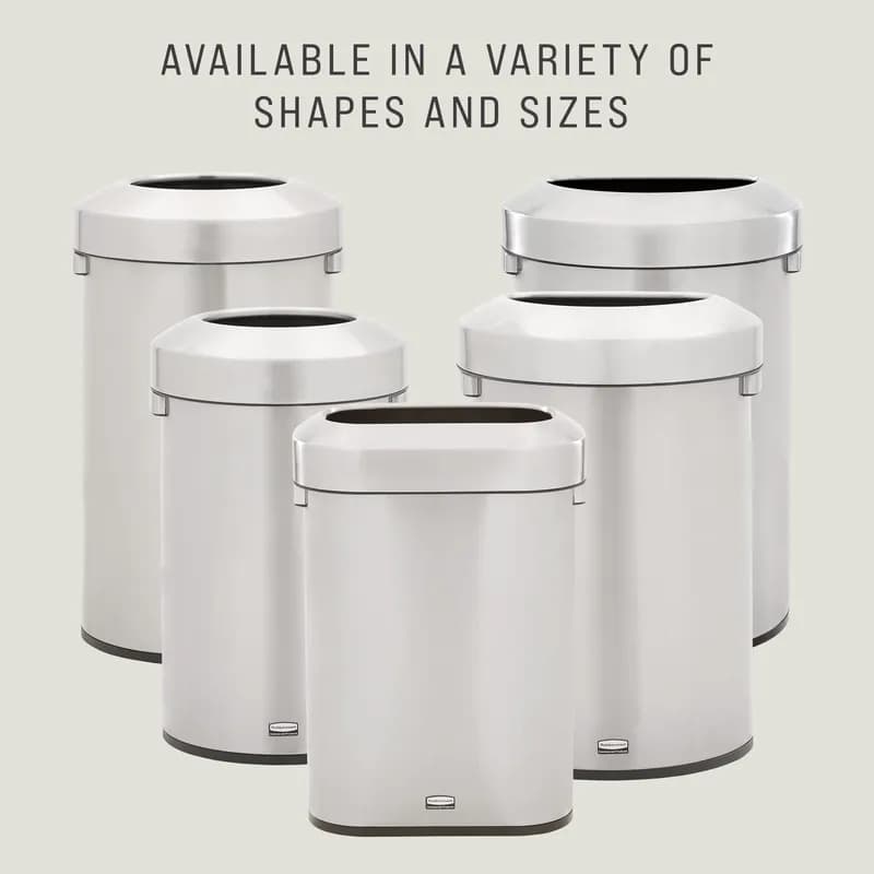 Refine™ 1-Stream 17.7X17.7X29.6 IN 23 GAL Stainless Round Metal With Open Lid 1/Each