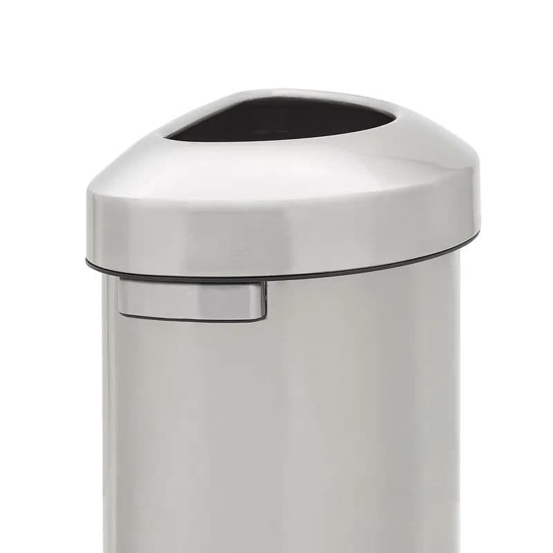 Refine™ 1-Stream Trash Can 19.7X13.7X29.5 IN 21 GAL Stainless Half Round Steel With Open Lid 1/Each