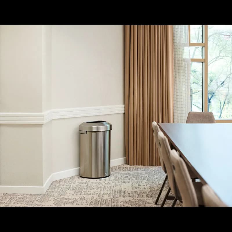 Refine™ 1-Stream Trash Can 19.7X13.7X29.5 IN 21 GAL Stainless Half Round Steel With Open Lid 1/Each