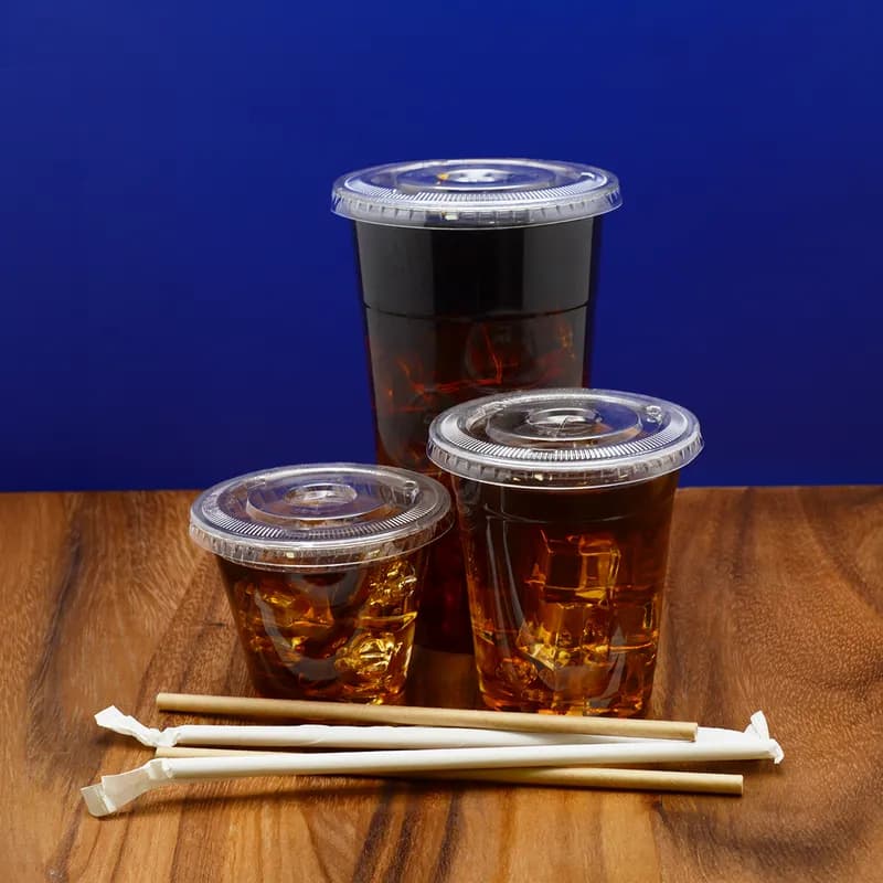 Super Sips Lid Flat 3.1 IN PET Translucent For 8-9-10 OZ Cup With Hole 1000/Case
