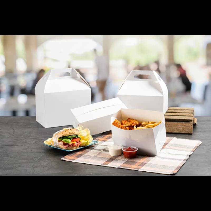 Take-Out Box Barn 8.5X5.5X3.5 IN White Automatic Bottom 150/Case