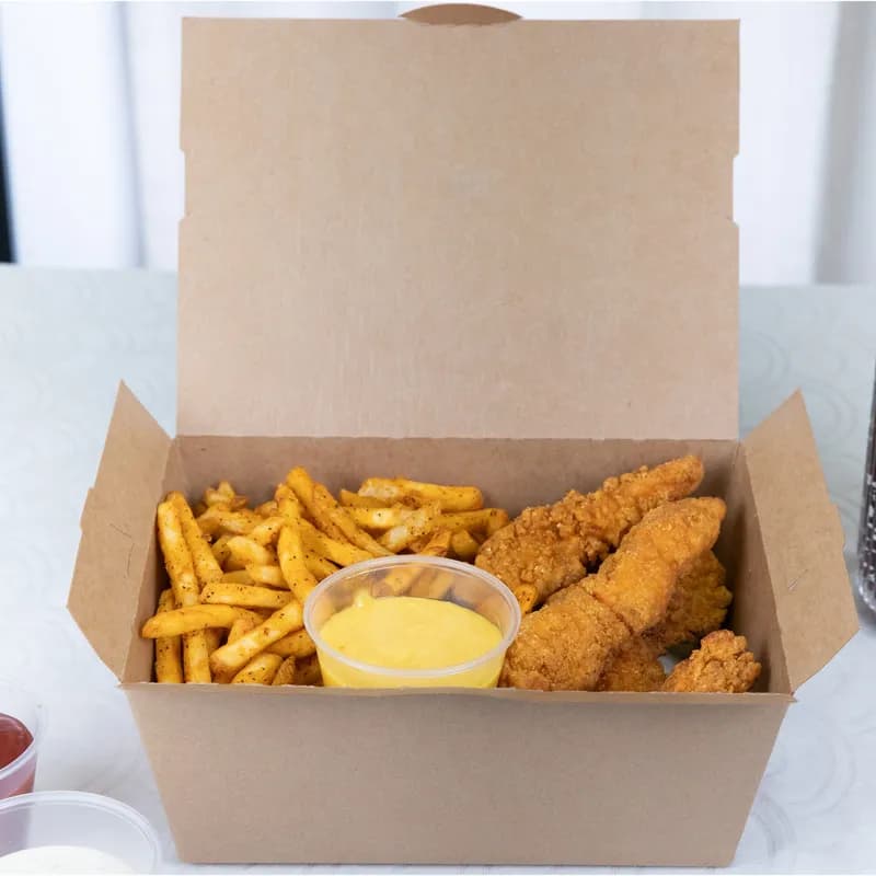 ChampPak Take-Out Box Fold-Top 7.75X5.5X3.5 IN Paper Kraft Rectangle 160/Case