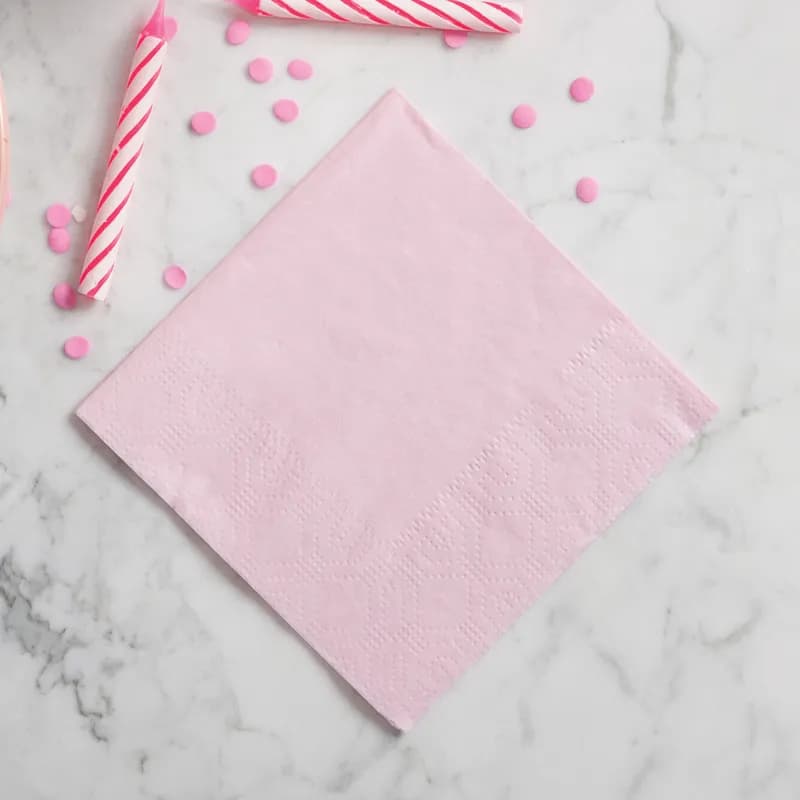 Beverage Napkins 9.5X9.5 IN Pink 2PLY 1/4 Fold Embossed 250 Count/Pack 4 Packs/Case 1000 Count/Case