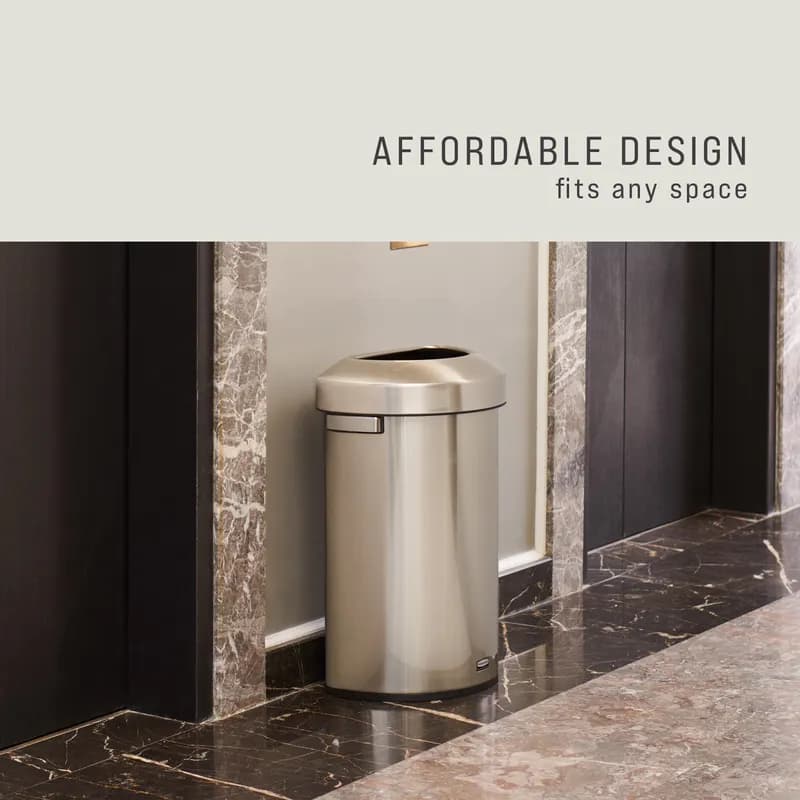 1-Stream Trash Can 18.2X12.4X29.5 IN 16 GAL Stainless Metal With Open Lid 1/Each