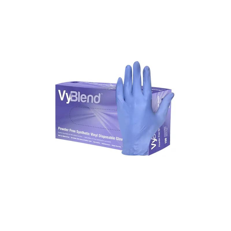 Safety Zone® Gloves XL Violet Blue 4.5MIL Synthetic Vinyl Powder-Free Beaded Cuff 100 Count/Box 10 Box/Case