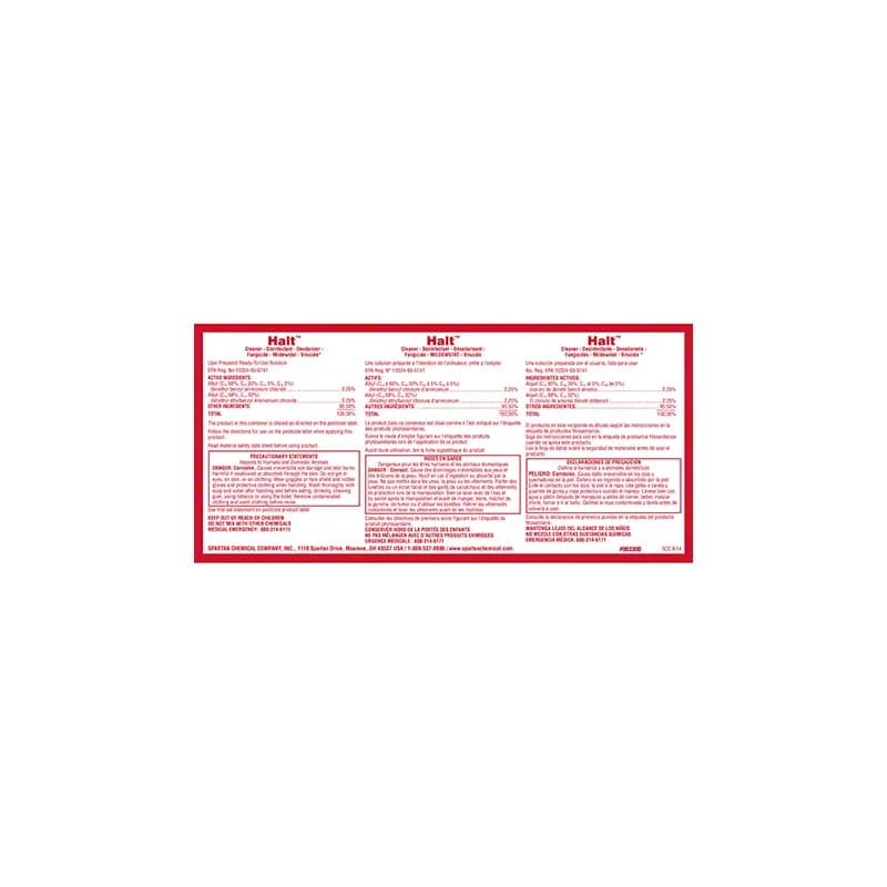Halt® Product Label White Red 1/Each