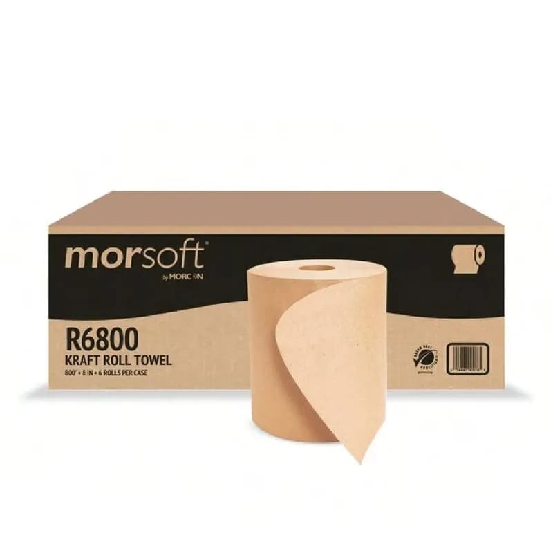 Morsoft® Roll Paper Towel 8IN X800FT Recycled Fiber Kraft Hardwound Universal 6/Case