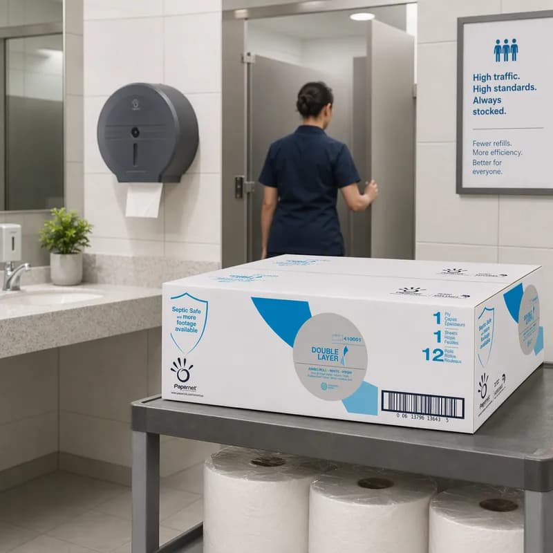 Toilet Paper & Tissue Roll 3.5IN X750FT Jumbo (JRT) Double Layer 12/Case