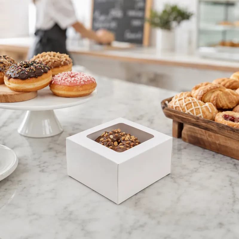Donut Box 6X6X3 IN SBS Paperboard White With Window 200/Case
