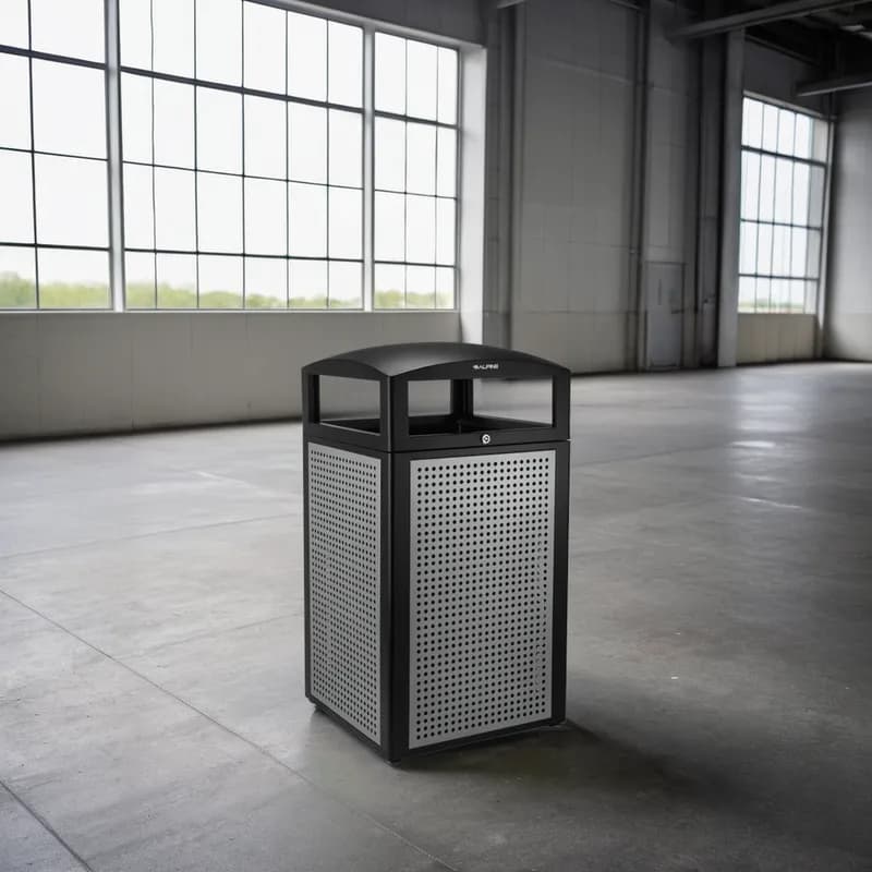 Outdoor Trash Receptacle 40 GAL 160 QT Stainless Steel With Dome Lid Stationary Locking Lid Removable Liner 1/Each