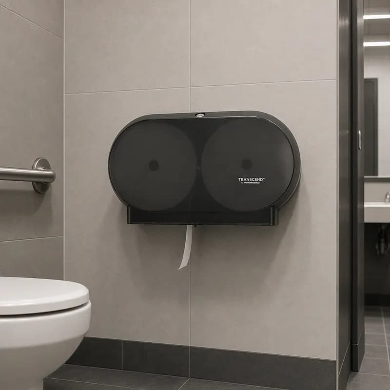 Transcend® Toilet Paper Dispenser Matte Black 2-Roll Jumbo (JRT) Mechanical Hands Free 4 Count/Case
