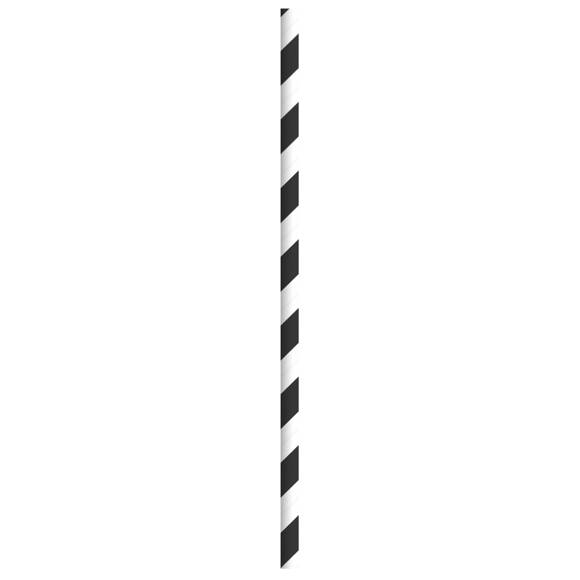 Straw 0.2X7.75 IN Paper Black White Wrapped 500 Count/Pack 6 Packs/Case 3000 Count/Case