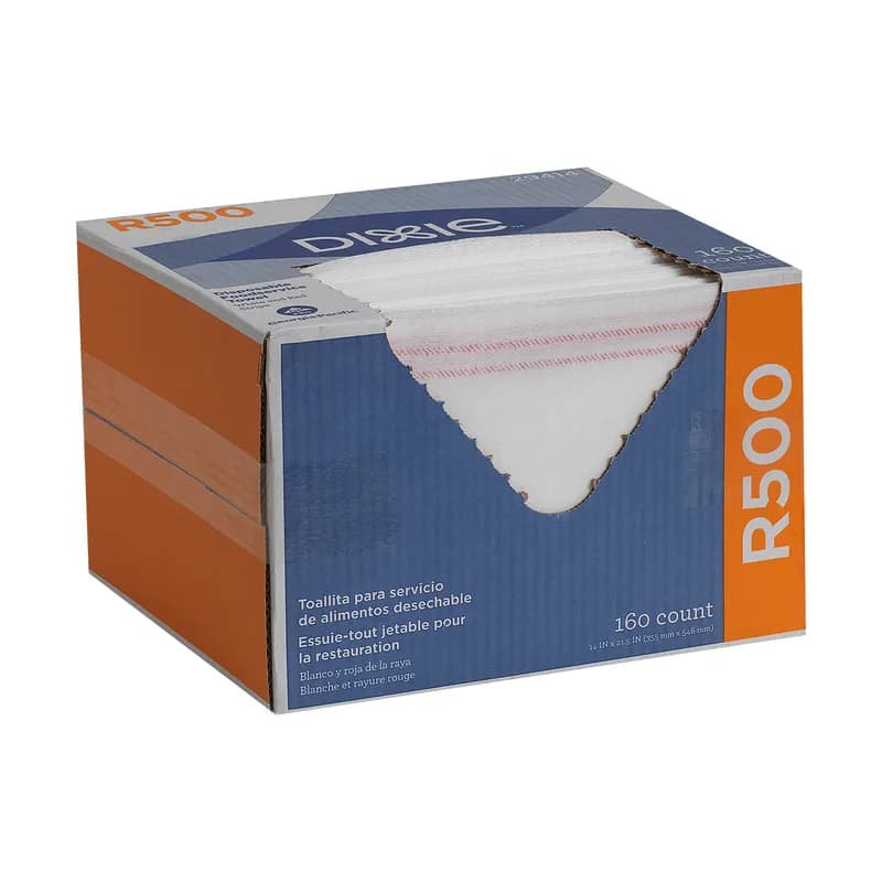 Dixie® Cleaning Wipe 1 PLY White Red Stripe Disposable 160/Case