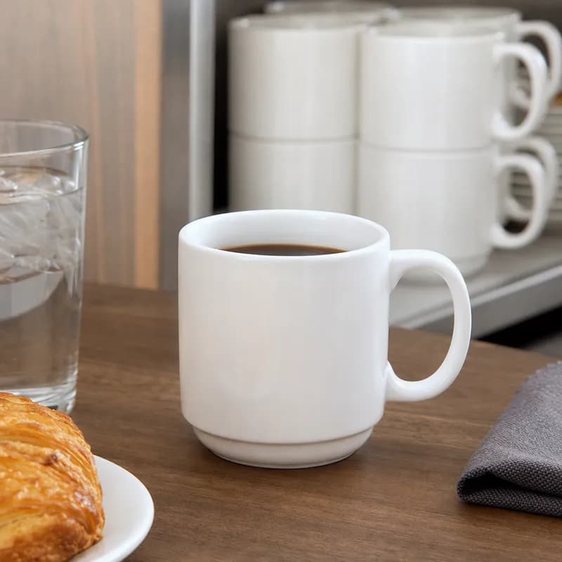 Prime Straight Stacking Mug 10 Porcelain Round Dual Ovenable Dishwasher Safe Stackable 36/Case