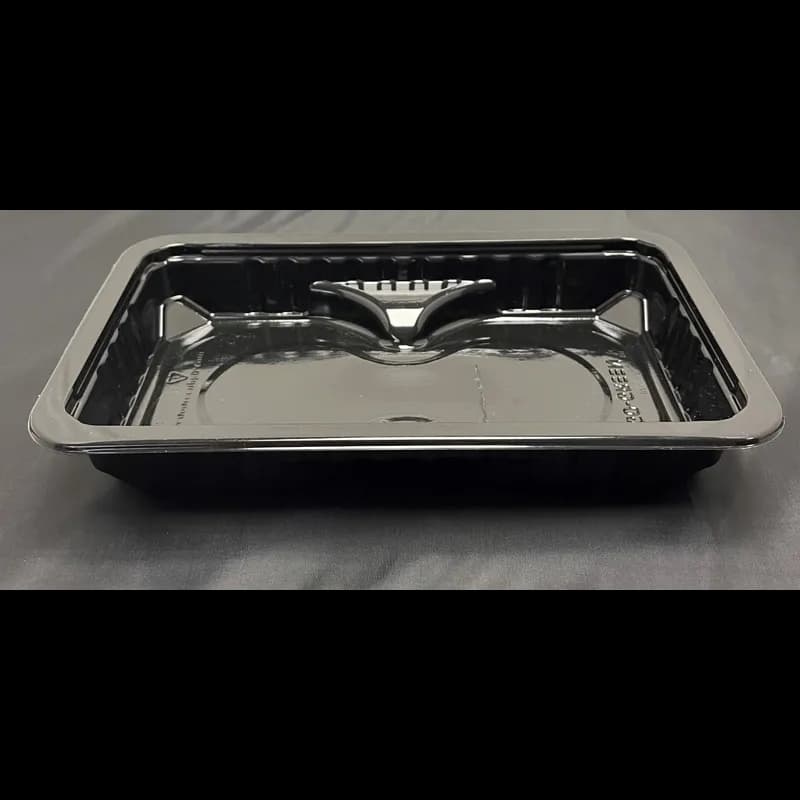Meat Tray 10.69X6.72X1.5 IN 1 Compartment PP Black Rectangle Barrier 2912/Pallet