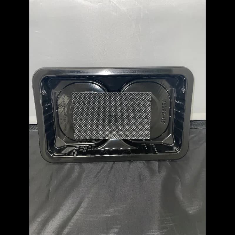 Meat Pad & Tray 10.69X6.72X1.5 IN 1 Compartment PP Black Rectangle Barrier 2912/Pallet