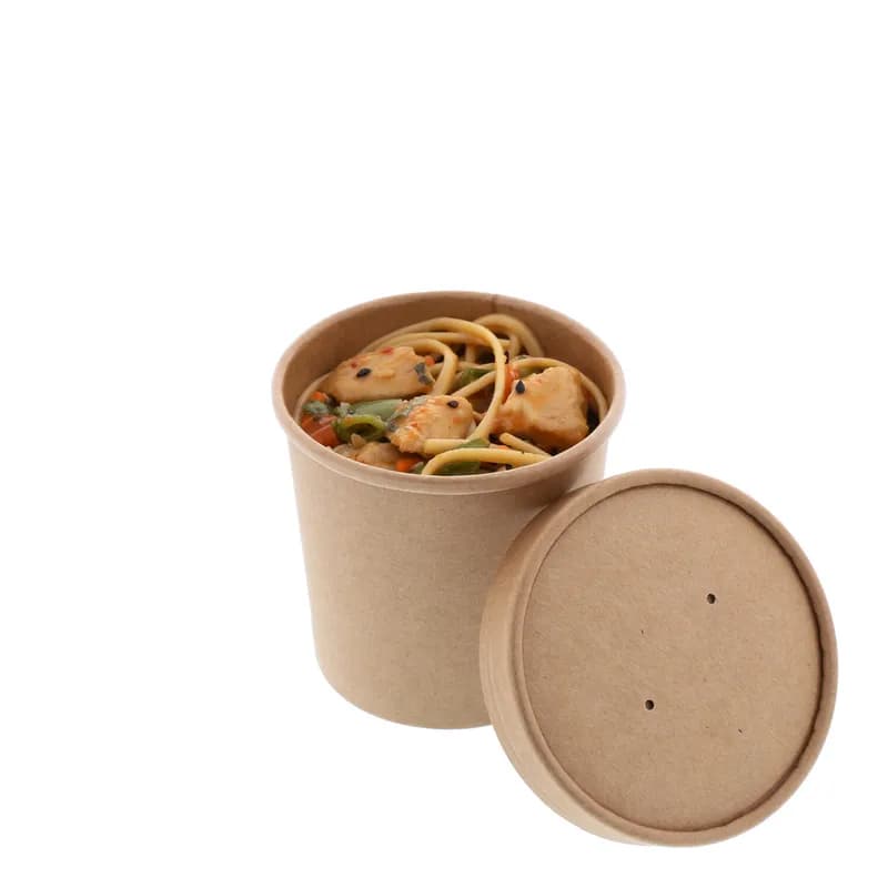 Food Container Base & Lid Combo 8 OZ Paperboard Kraft Round 250/Case