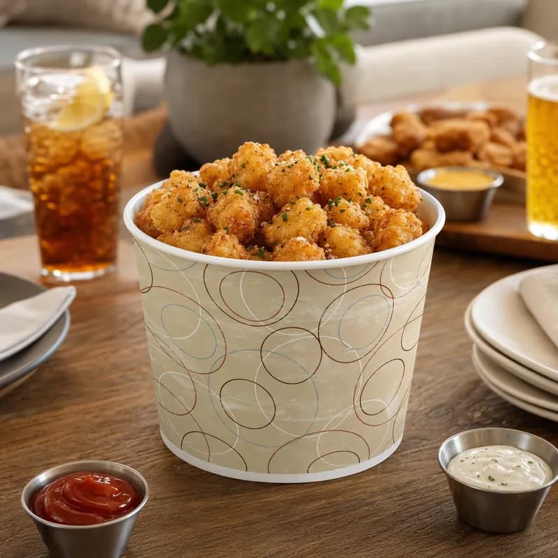 Bucket & Tub Base 85 OZ Double Wall Poly-Coated Paper Multicolor Champagne Round 200/Case