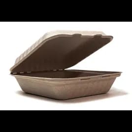Ovation Take-Out Container Hinged With Dome Lid 9X9X3 IN Sugarcane Square 300/Case