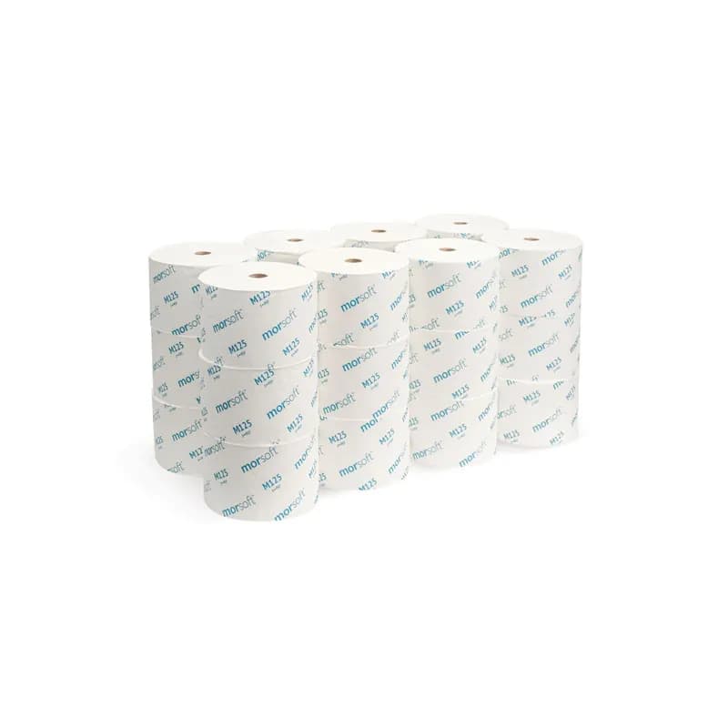 Morsoft® Toilet Paper & Tissue Roll 3.75X3.9 IN 1PLY White 1IN Core Diameter 104 Sheets/Roll 24 Rolls/Case